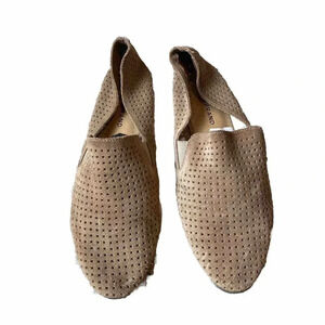 Lucky Brand Brown Square Punched Sued Leather Flat Loafer Women 10M Soft Comfort